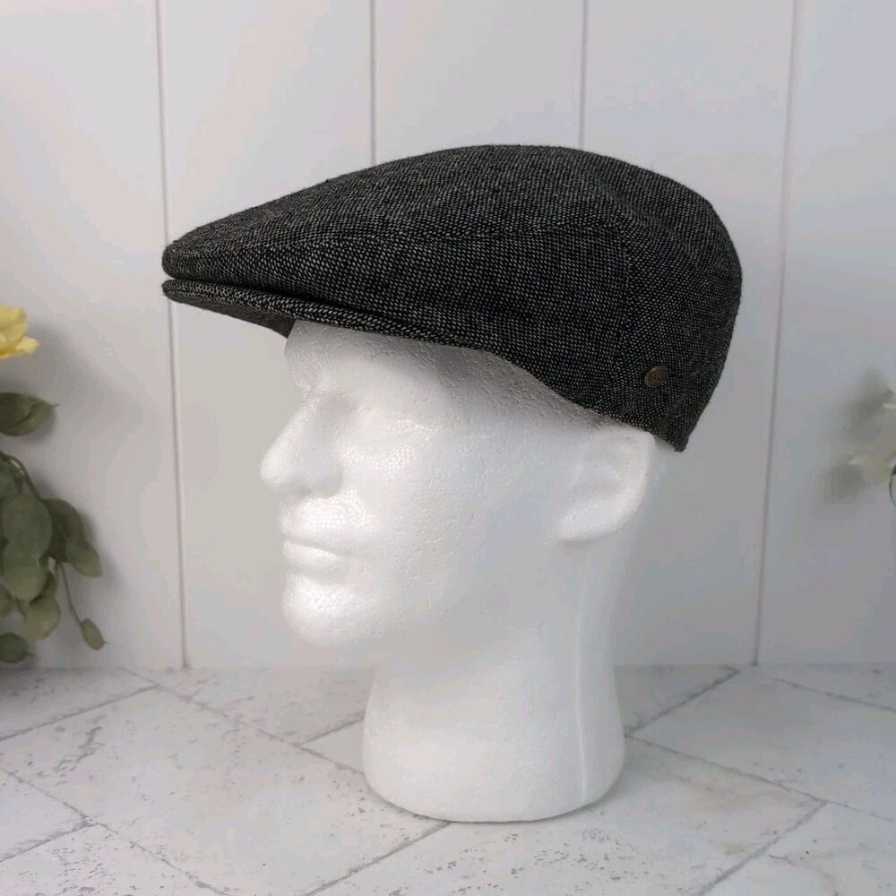 EPOCH Men's Black Wool Tweed Newsboy Ivy Cabbie Driving Cap Medium IV2150